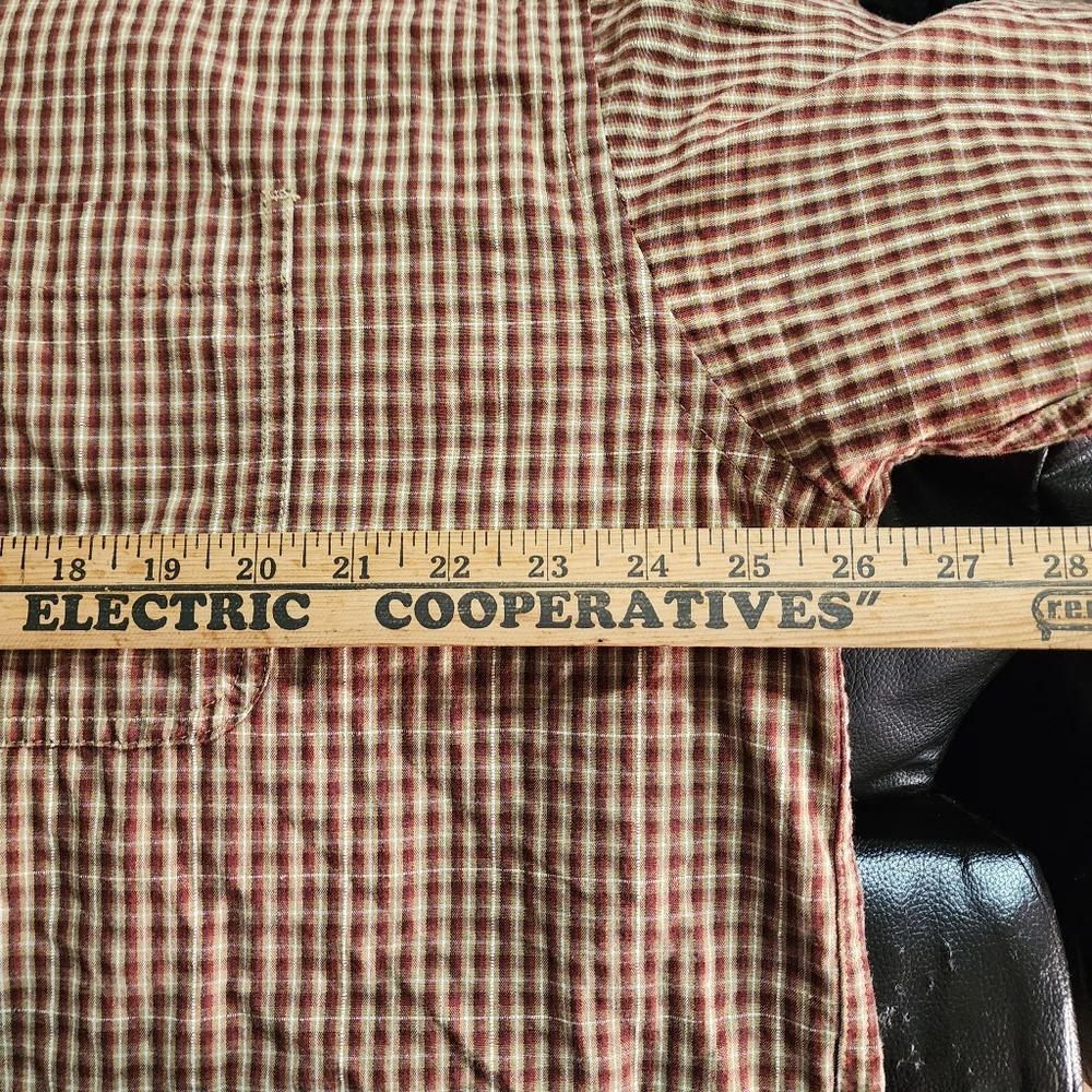 Columbia Button Down Shirt Men's XL Long Sleeve Brown Beige Plaid Cotton - Picture 10 of 11